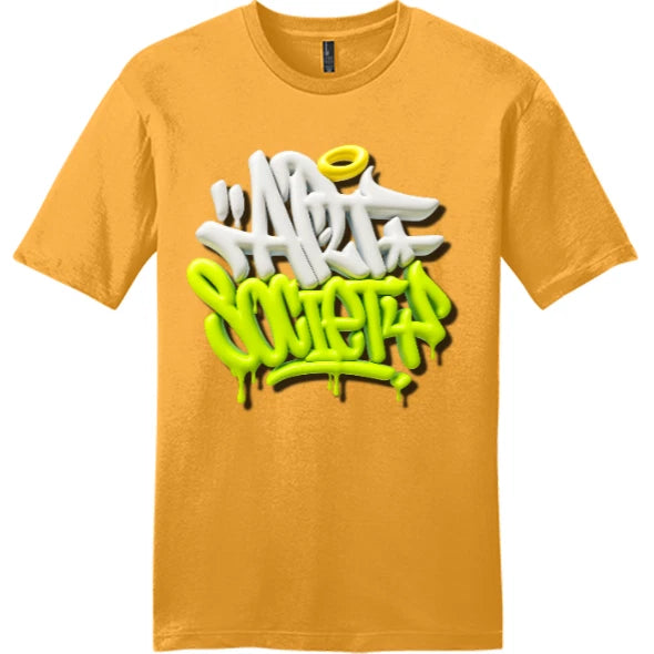 NEW Art Society 3D GRAFFITI BLACK/GREEN Tee Shirt GOLD SMALL-4XLARGE MADE IN USA