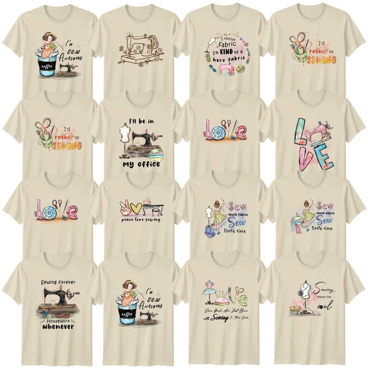 Boho Sewing Abstract Art Adult T-Shirt Dressmaking Creative Gift