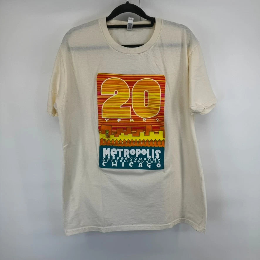 Metropolis Coffee 20th Anniversary Edgewater Chicago Unisex Large Tshirt