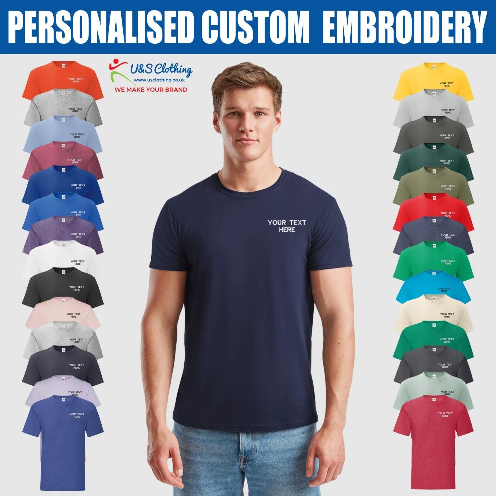 Personalised Custom Embroidery Fruit Of The Loom Iconic 150 T Shirt Workwear Top