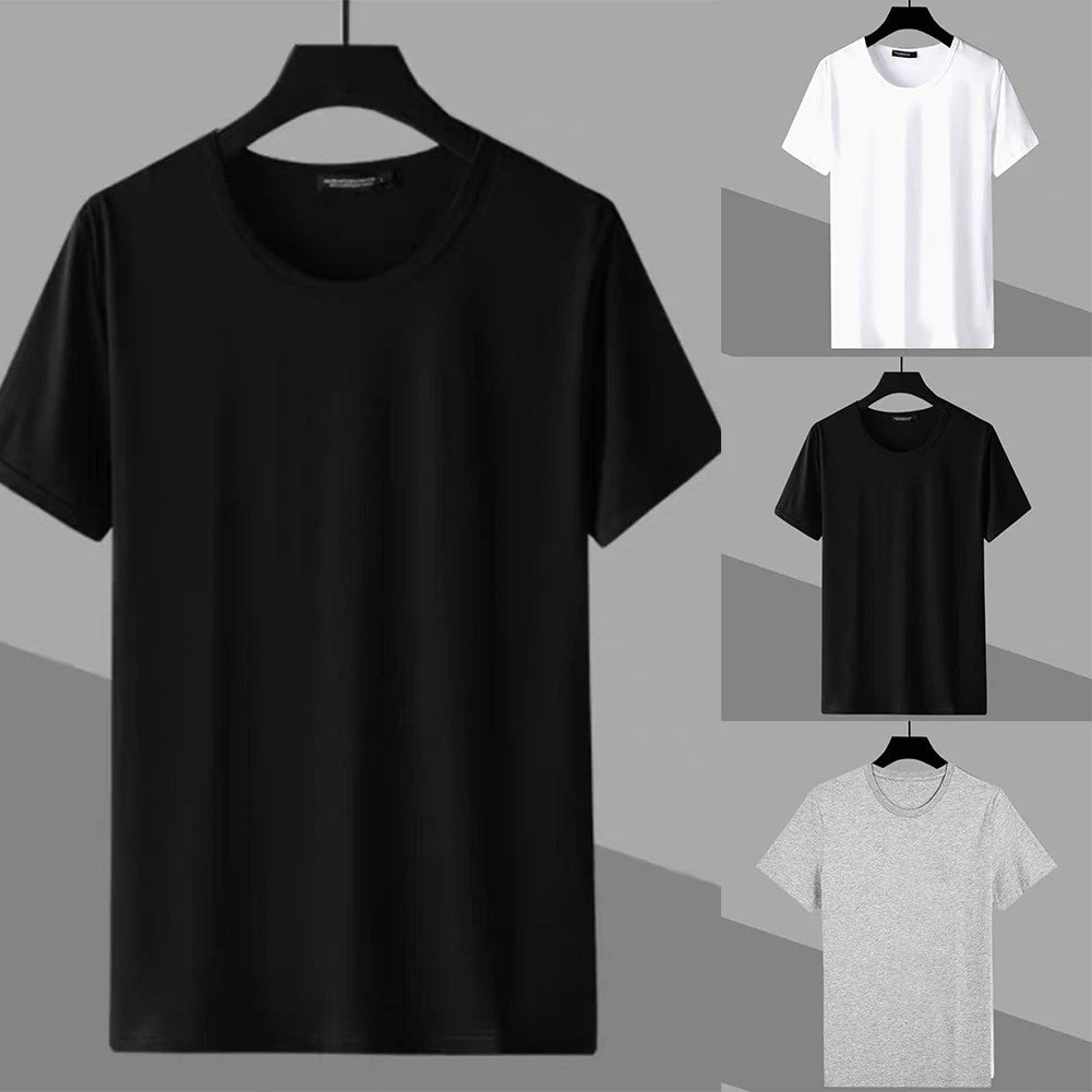 Fashion Men's Summer Plain Slim Fit T Shirt Top Short Sleeve Solid Color