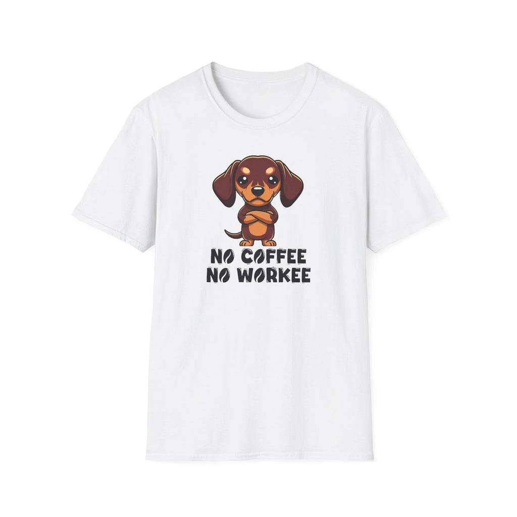 Coffee Lover Dachshund T-Shirt, No Coffee No Workee Unisex Tee, Funny Dog Shirt