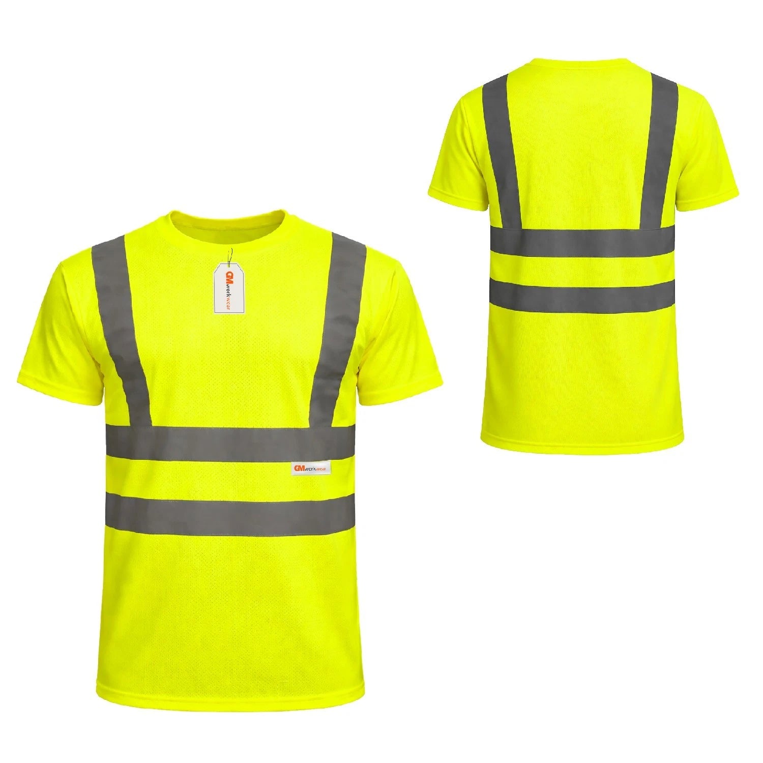 Hi Vis T Shirt Mens High Visibility Reflective Short Sleeve Safety Workwear Top