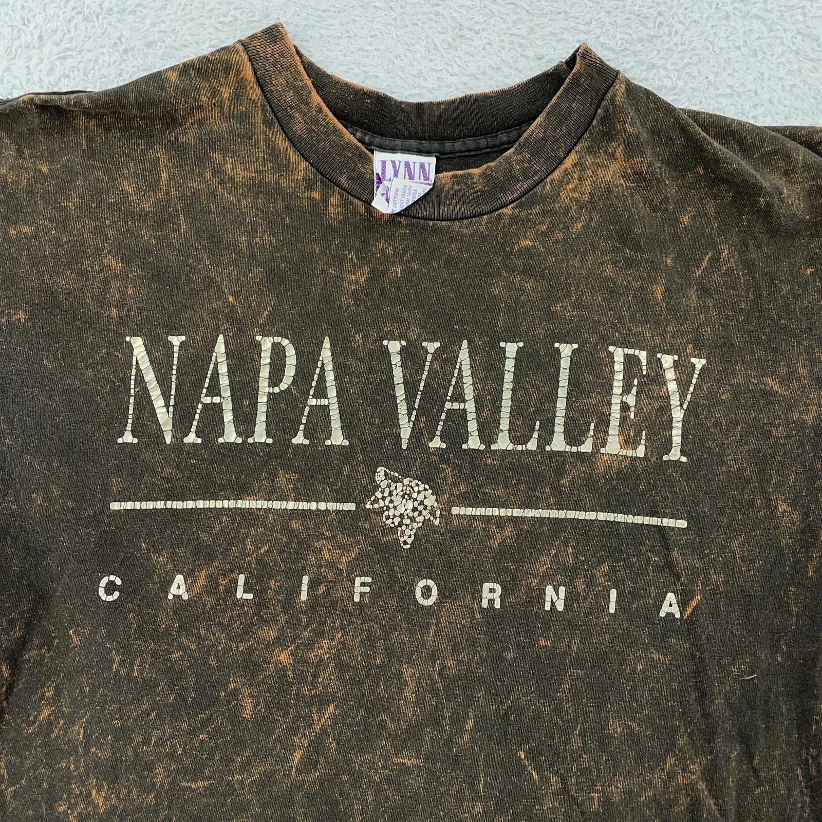 Vintage Napa Valley California Shirt Mens Large Black Acid Wash Graphic Tee 90s