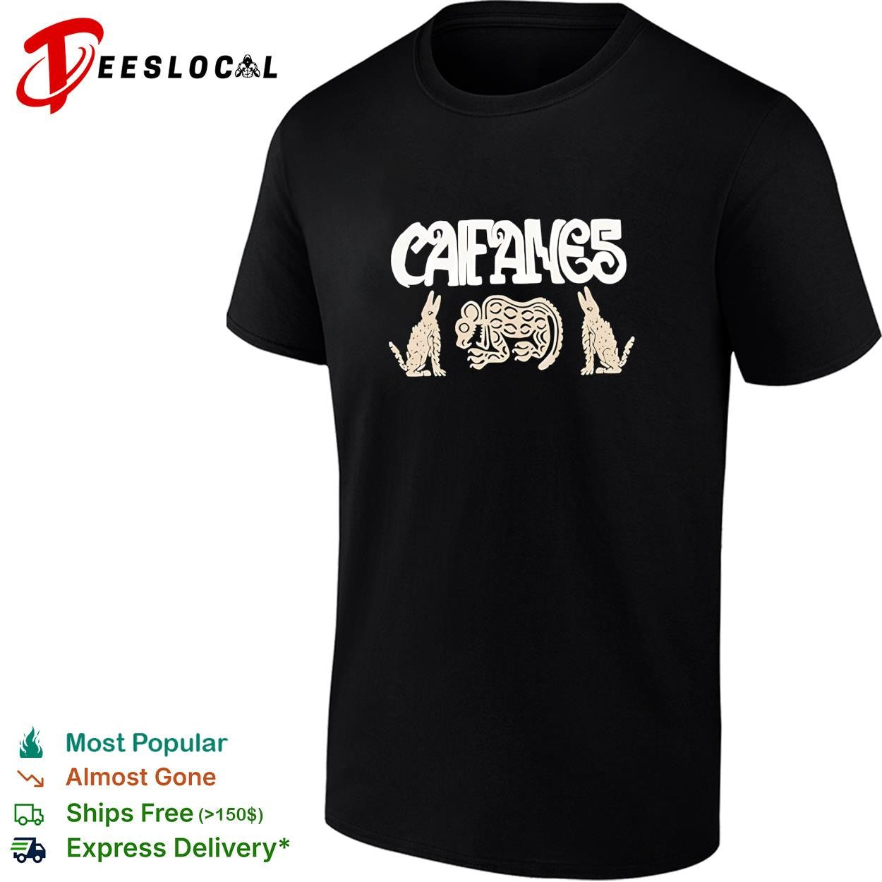 Caifanes Rabbit Armadillo Aztec Folk Art Black Tee Unisex T-shirt, Sweatshirt, Hoodie (1)