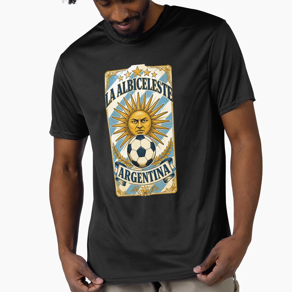 Argentina Soccer Sun - La Albiceleste Vintage  Champions Football Fan T-Shirt by 18-30