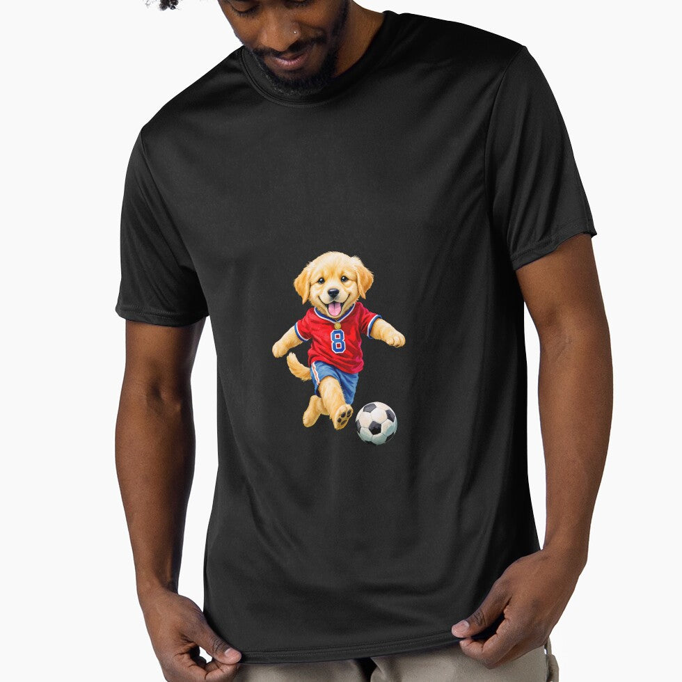 Golden retriever play soccer by Kedspicedesign