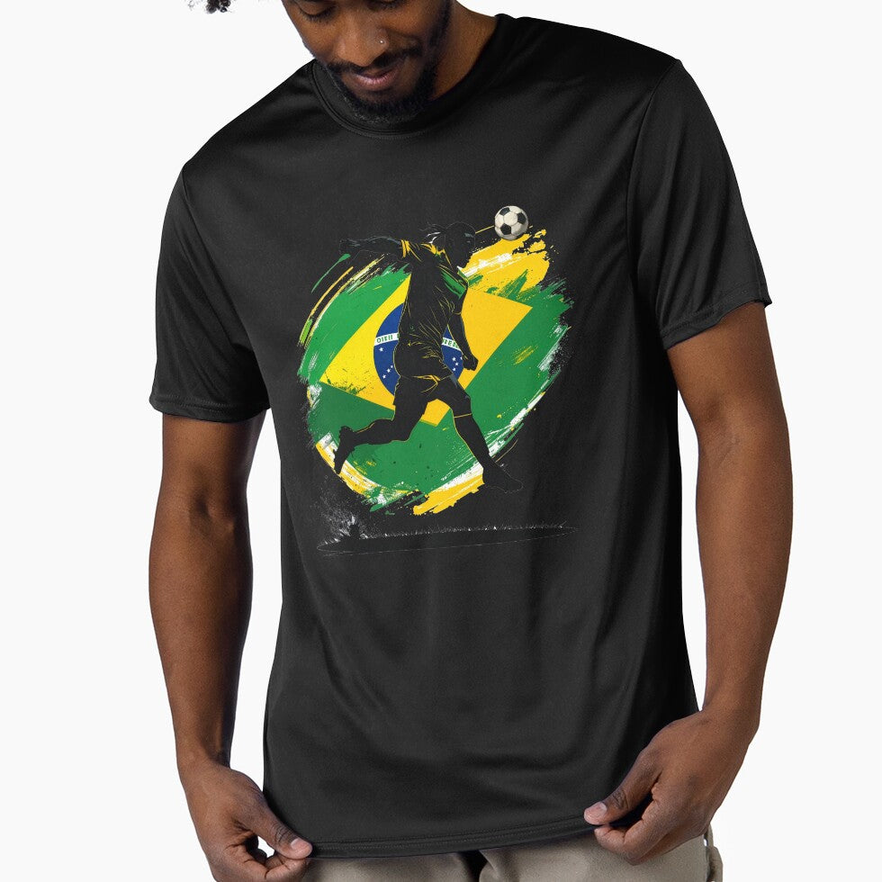 Brazil Soccer Player Art — Brasil Football Flag Action Fan Print by icemanphotos