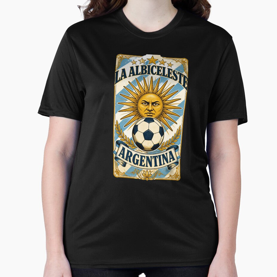 Argentina Soccer Sun - La Albiceleste Vintage  Champions Football Fan T-Shirt by 18-30