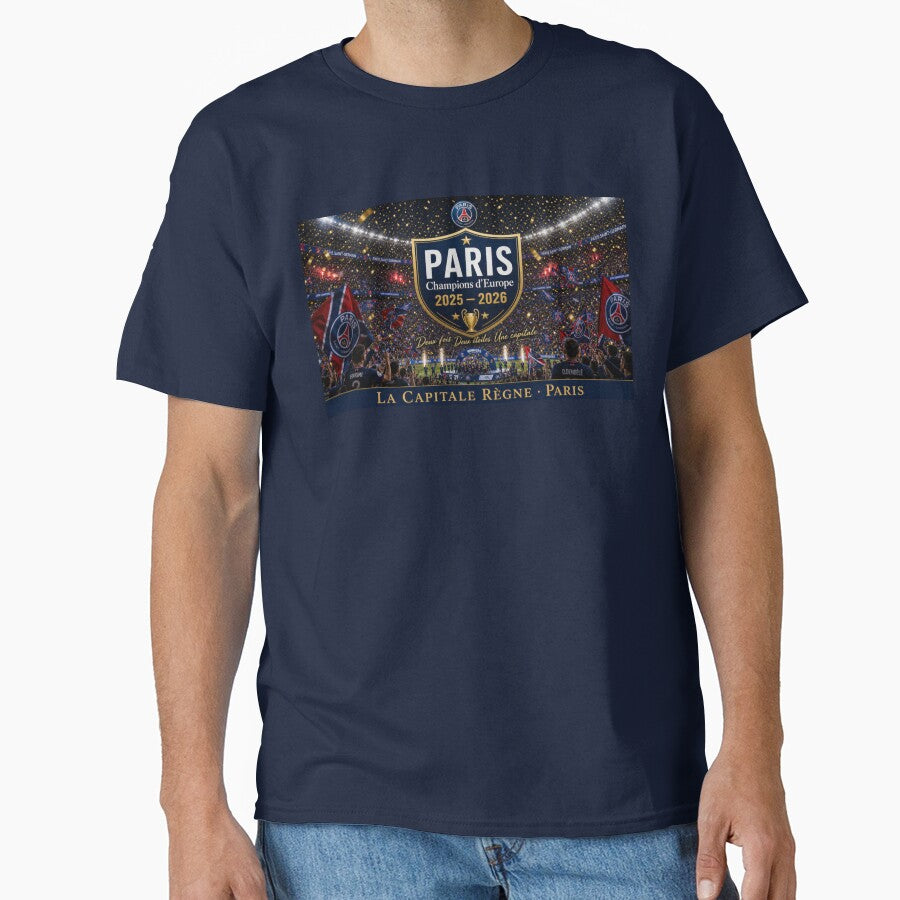 Paris Skyline Champions of Europe 2025 2026 Seine River Championship Banner by BrickByDream