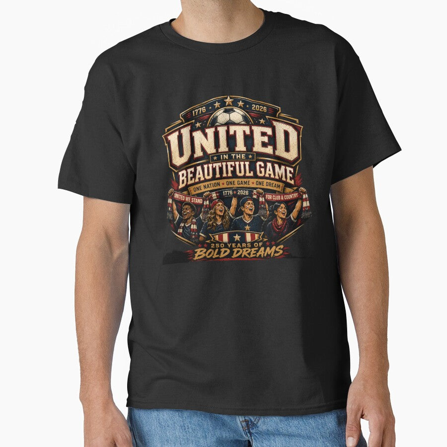 United In The Beautiful Game | Patriotic USA Soccer Vintage Crest | America 250 Football Fan Graphic by Prime legend