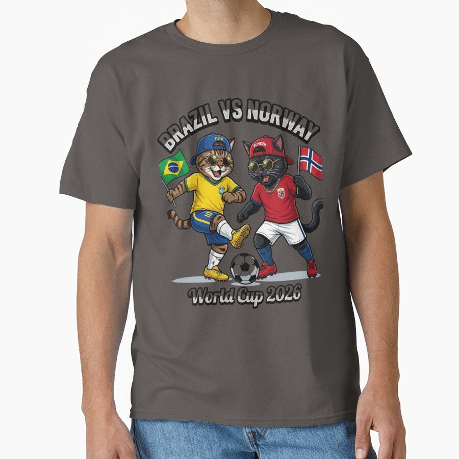 Brazil vs Norway Funny Soccer Cats World Cup 2026 by nexargraphics