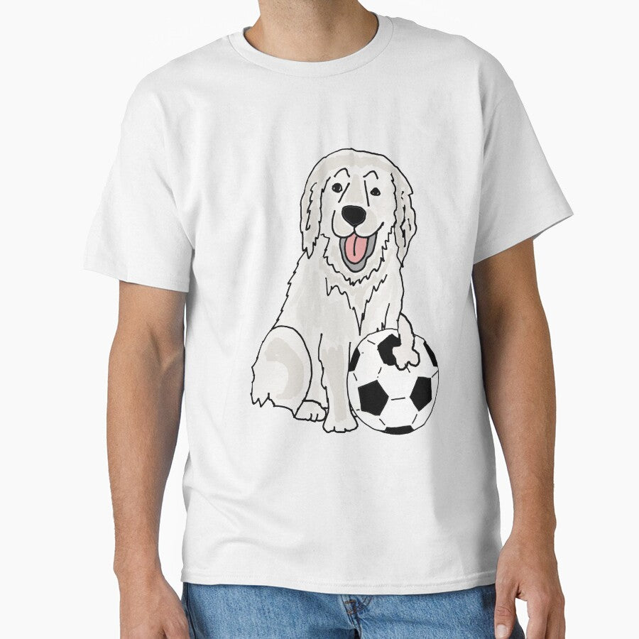 Funny Great Pyrenees Dog Playing Soccer Cartoon by Nature's Fancy