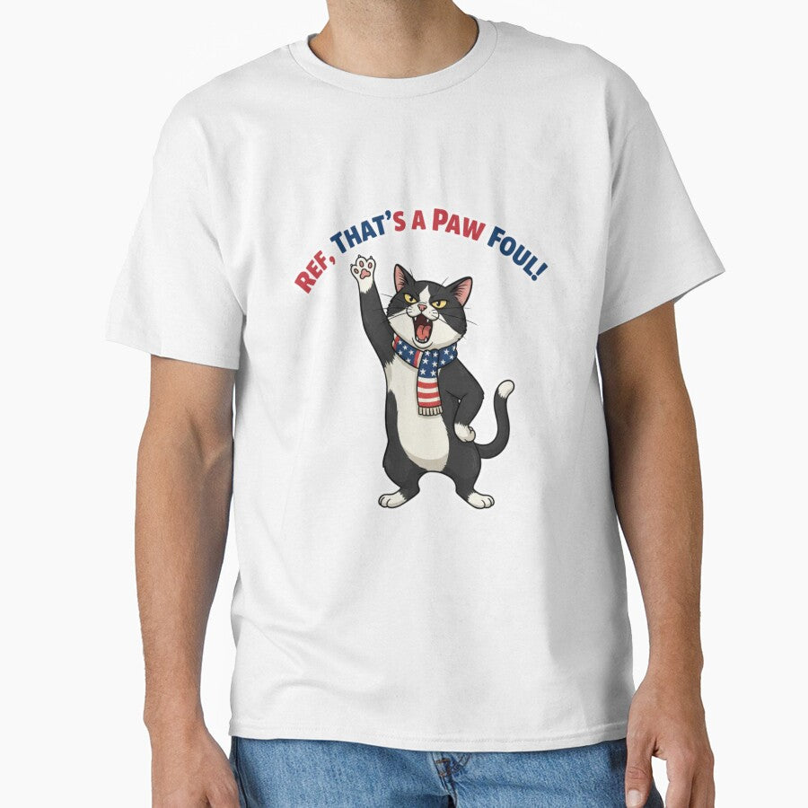 Ref, That's a Paw Fo ul! — Funny Tuxedo Cat Football Design RED by catastrocat