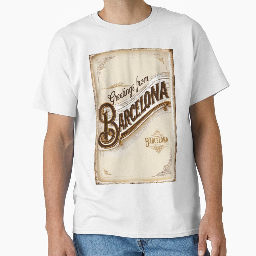 Greetings from Barcelona Spain Vintage Travel Retro Postcard Design by TravelPostcardGems