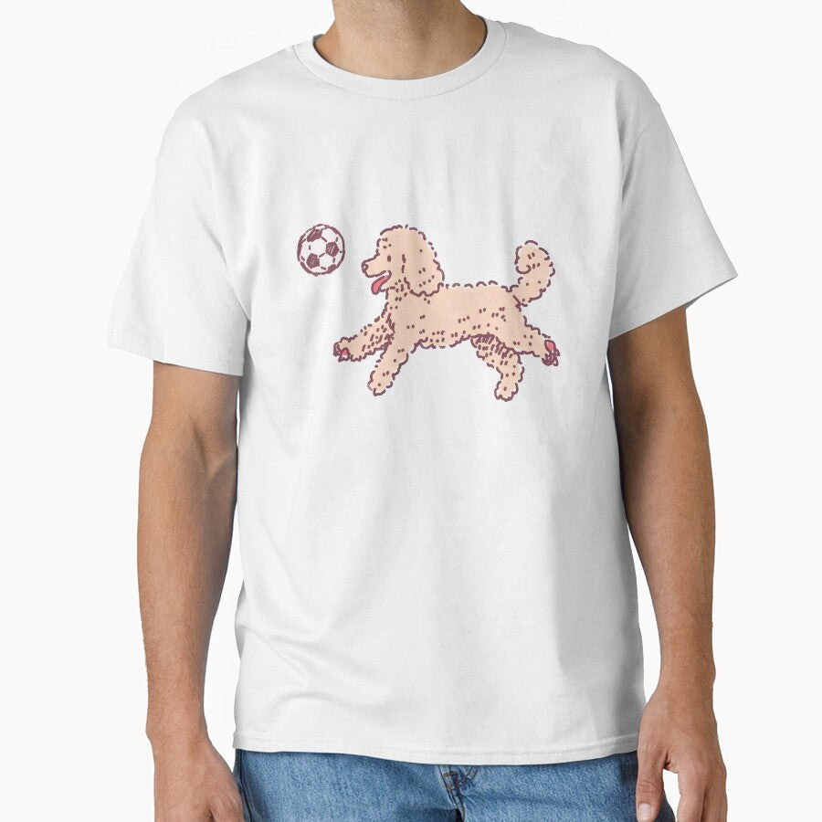 Soccer Football Poodle whimsical textured illustration by Magnificent Lizard