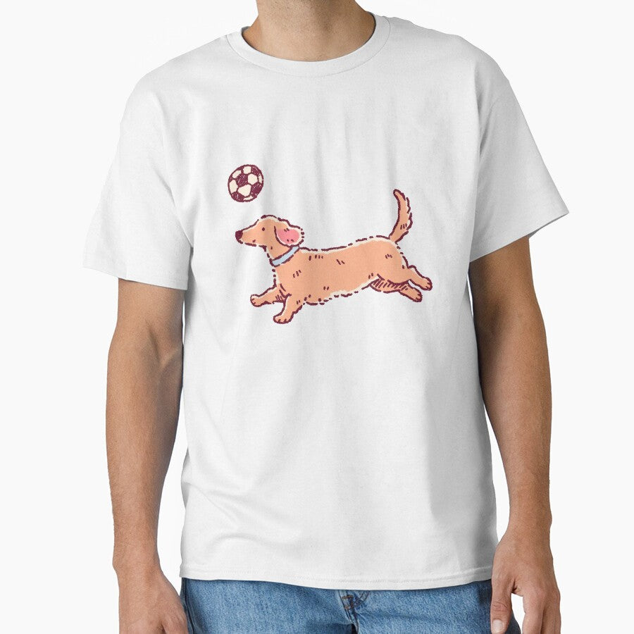 Soccer Football Dachshund, playful textured illustration by Magnificent Lizard