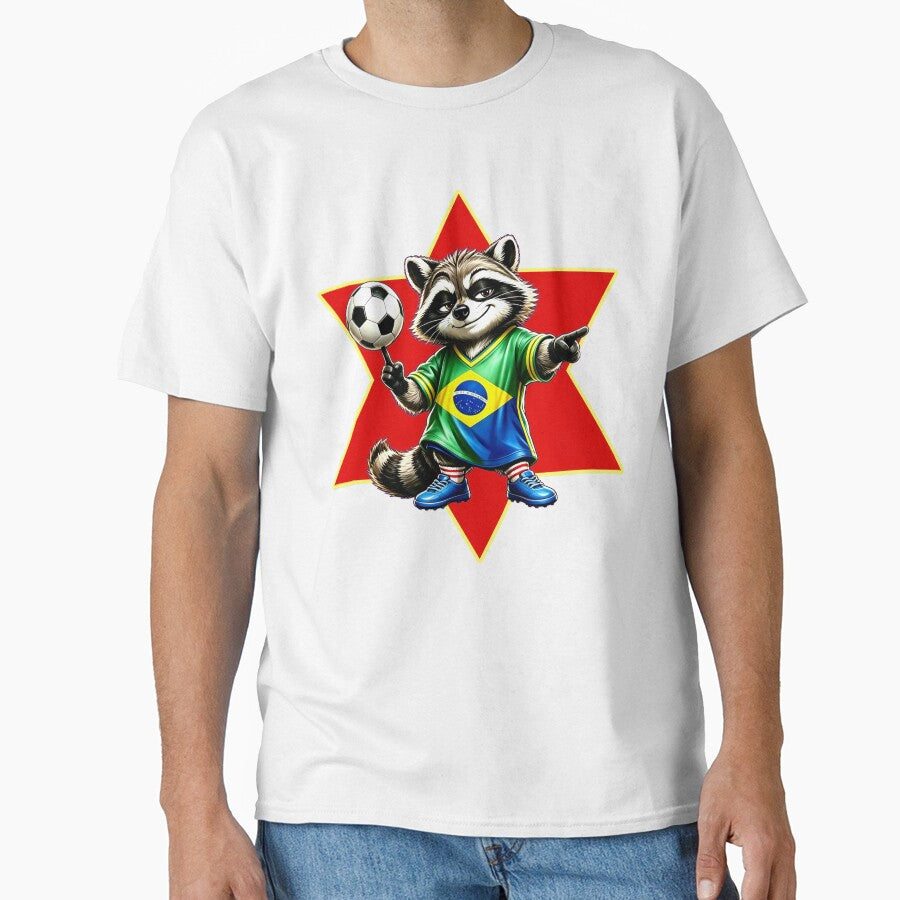Confident Soccer Trash Panda Raccoon Street Football Mascot Art by DreamyTupelo