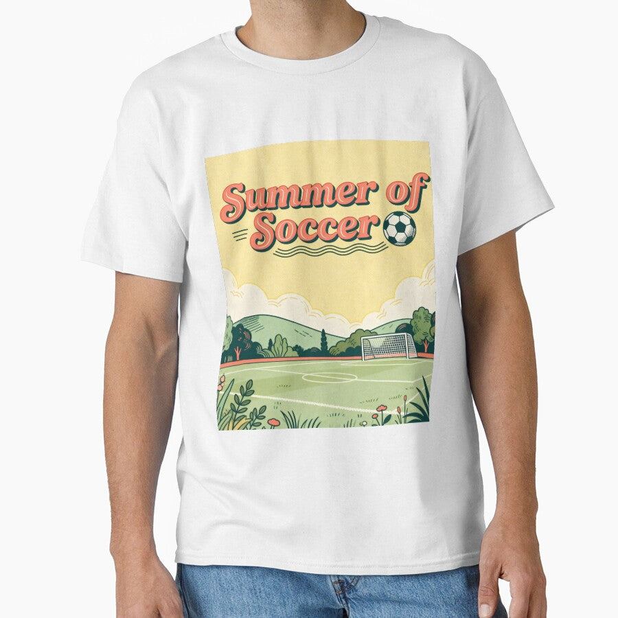 Retro Summer of Soccer 2026 - Vintage 70s Aesthetic Football Pitch Art by HappySproutArt