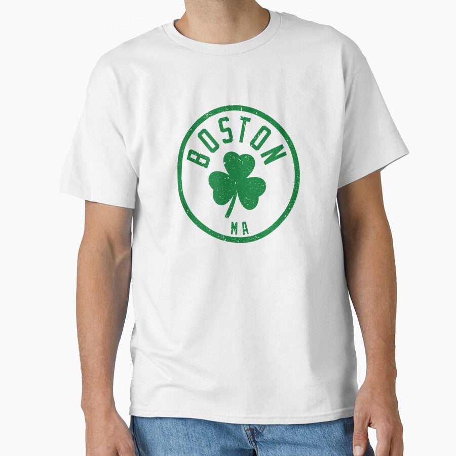 Boston Basketball Shamrock Massachusetts Vintage by deshaziorrobin
