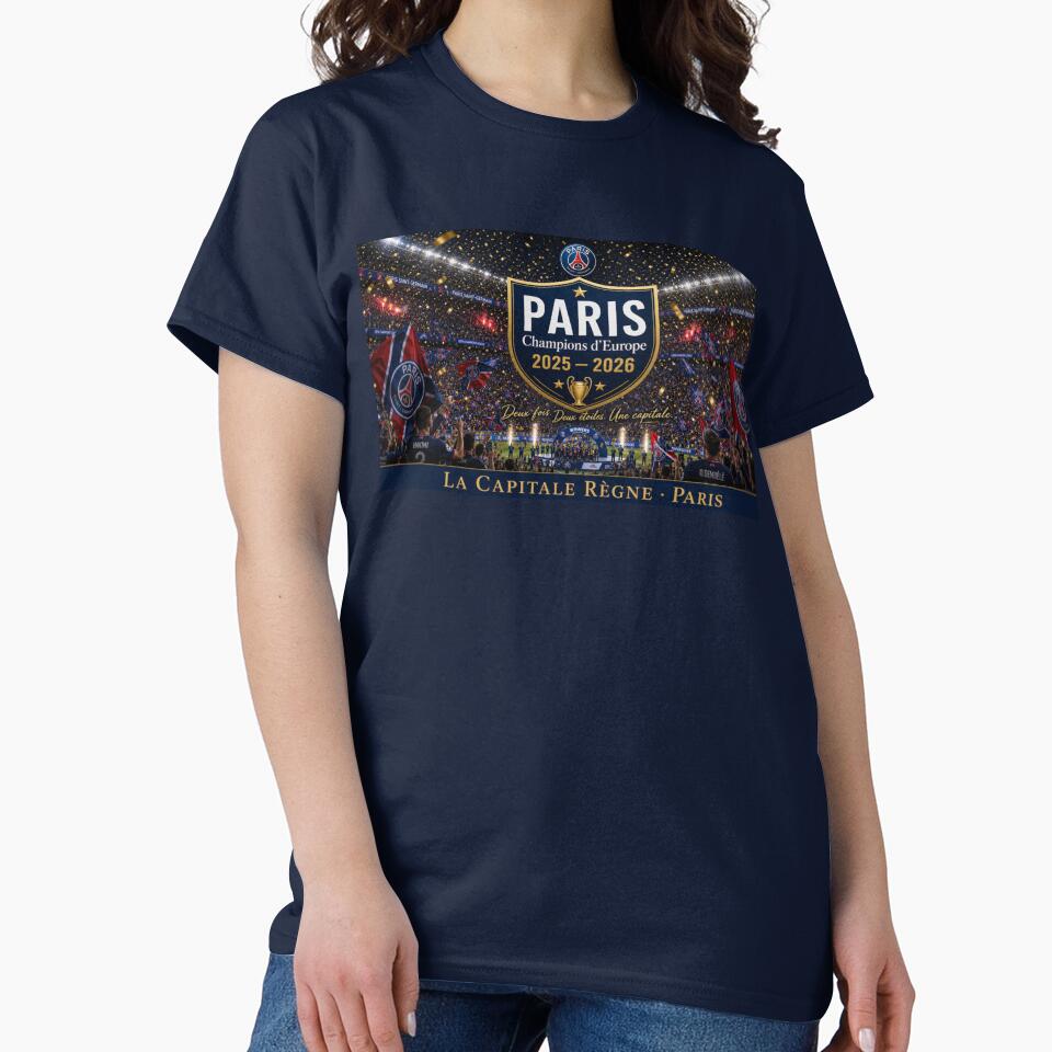 Paris Skyline Champions of Europe 2025 2026 Seine River Championship Banner by BrickByDream