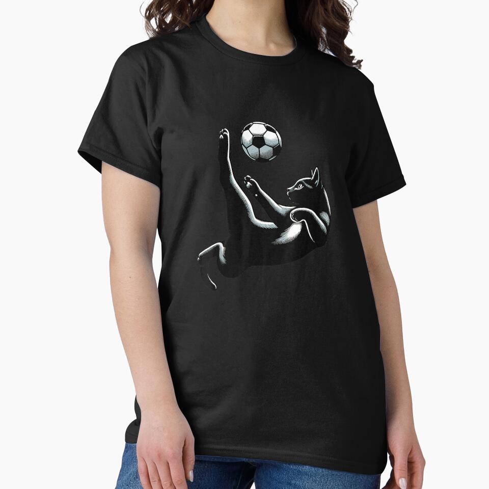 Cat Bicycle Kick - Soccer Fans Women Men Kids T-Shirt by kevincuellar