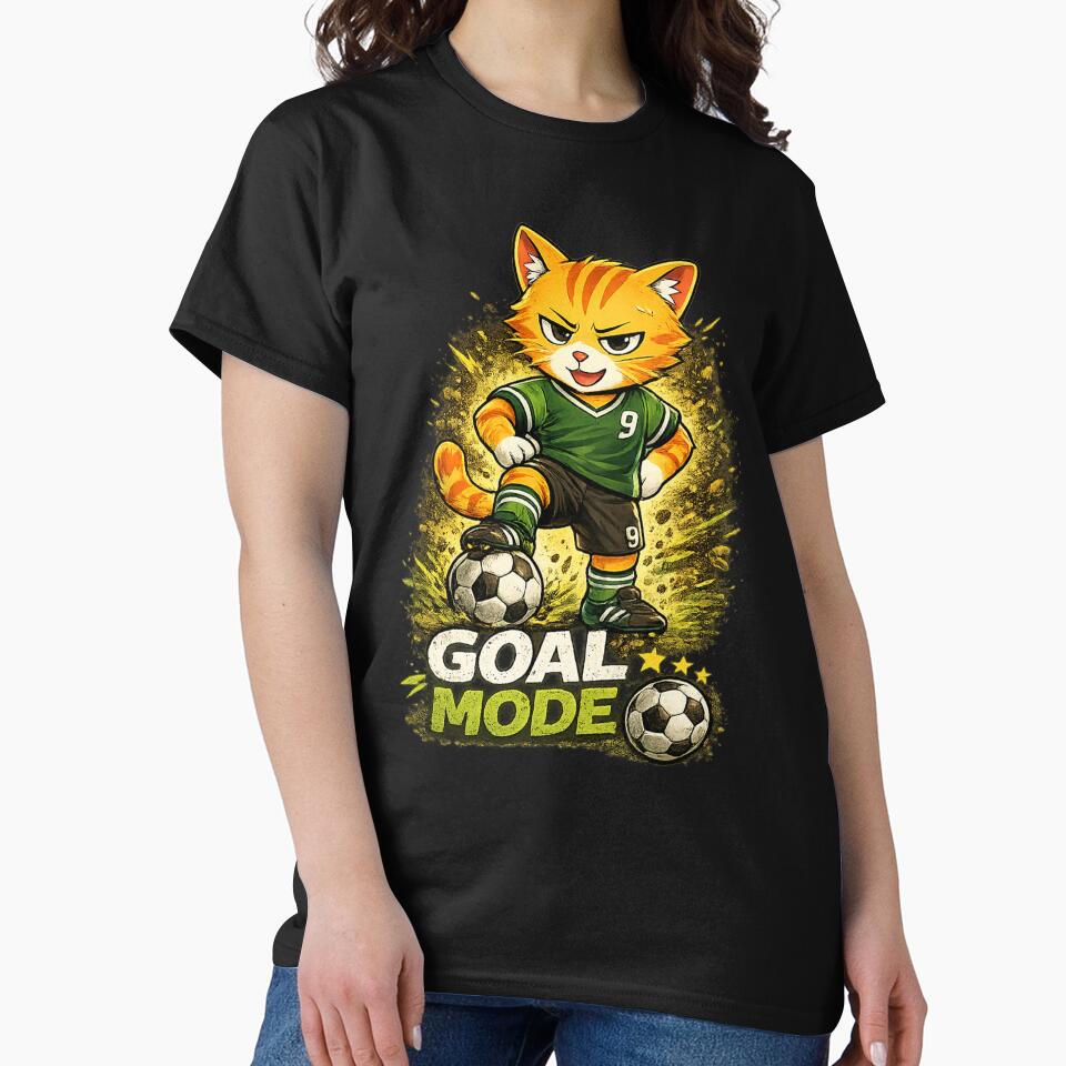 MISO | Goal Mode Funny Soccer Cat T-Shirt & Sticker Design by Meow-Attitude