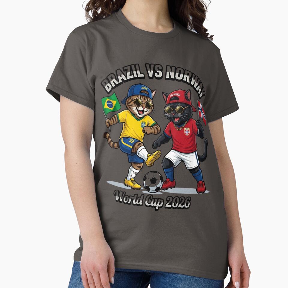 Brazil vs Norway Funny Soccer Cats World Cup 2026 by nexargraphics