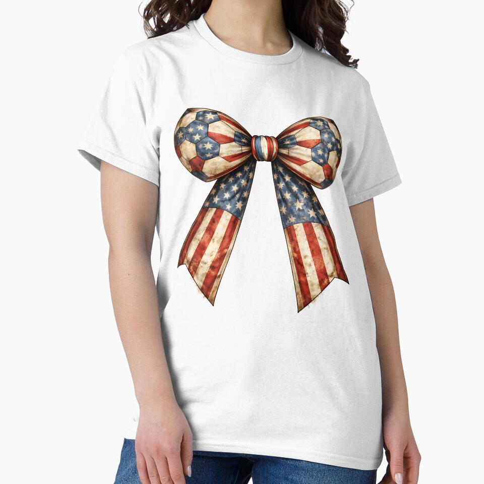 USA Patriotic Coquette Soccer Bow Ribbon – Football Fan Country Pride by MuniraWearify