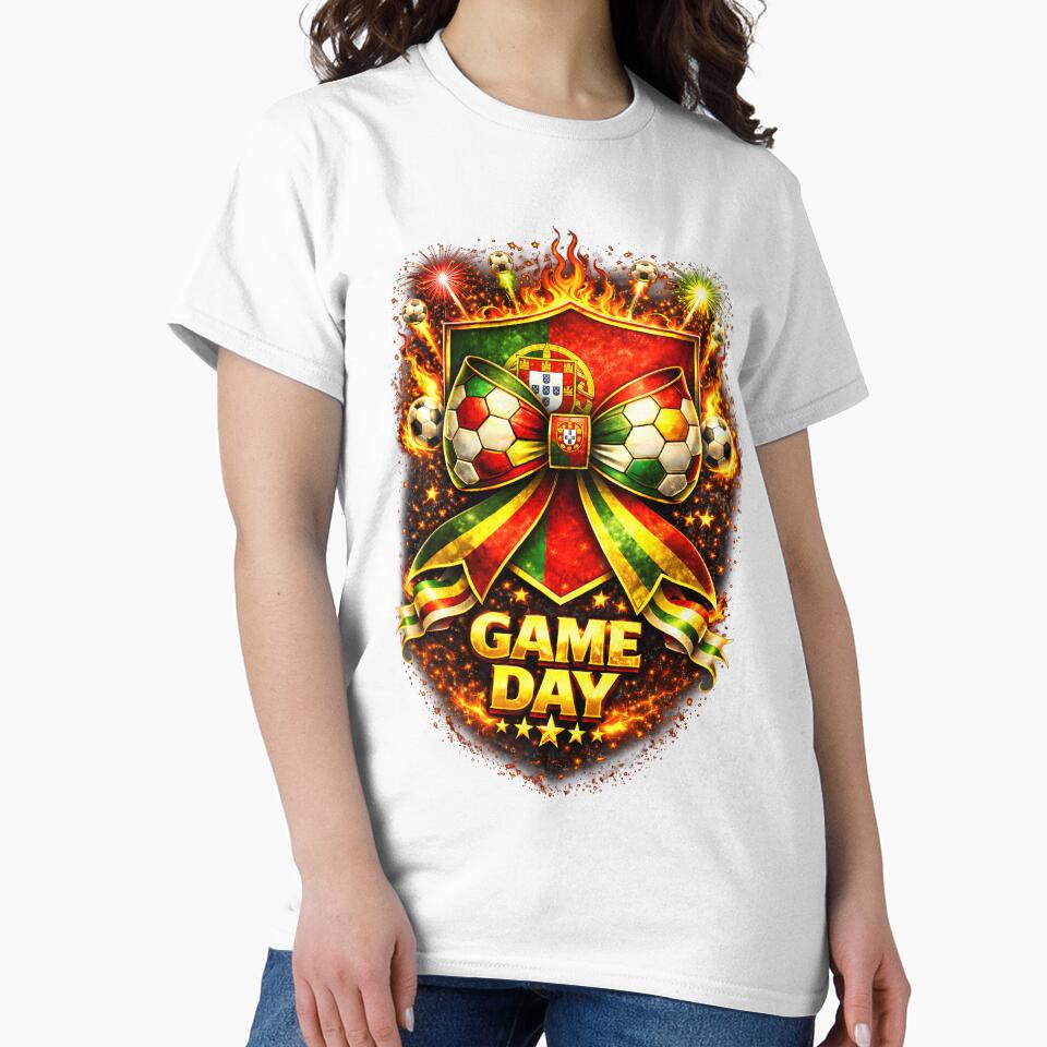 Portugal Soccer Bow Game Day Fire Crest Celebration by MuniraWearify