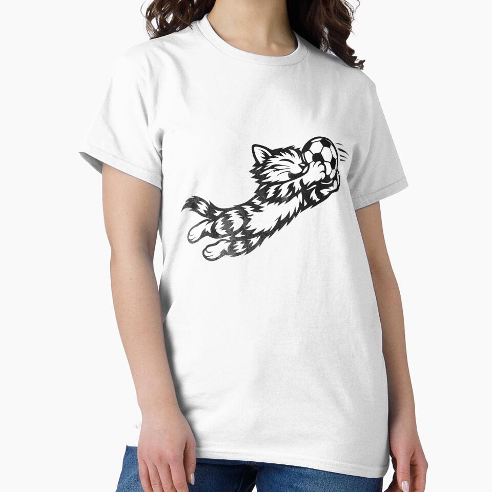 Goalkeeper Cat Funny Soccer Cat Diving Save Minimalist Line Art by BernoNickel