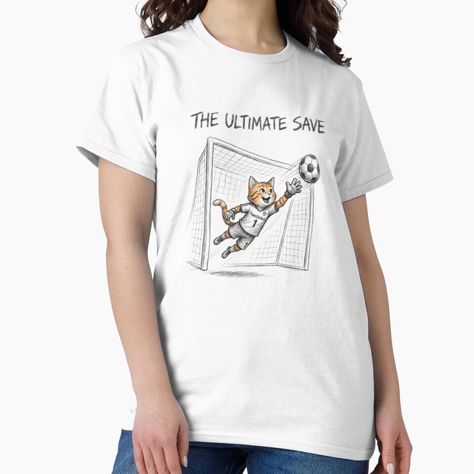 The Ultimate Save Cute Cat Goalkeeper Soccer Illustration by TaiwanMemory