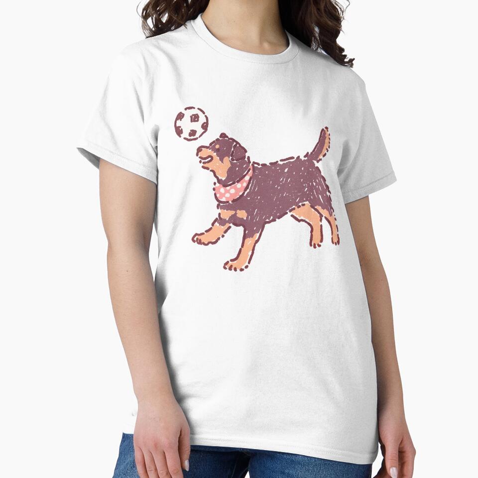 Soccer Football Rottweiler, playful textured illustration by Magnificent Lizard
