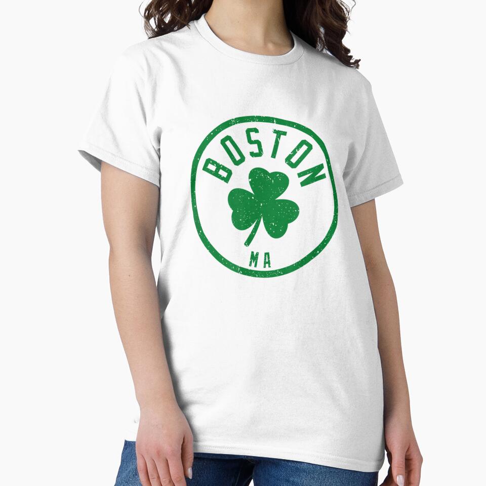 Boston Basketball Shamrock Massachusetts Vintage by deshaziorrobin