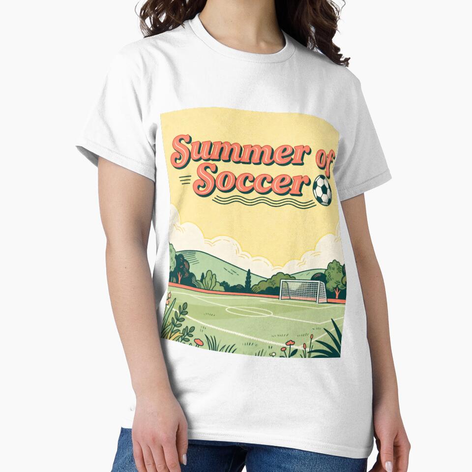 Retro Summer of Soccer 2026 - Vintage 70s Aesthetic Football Pitch Art by HappySproutArt