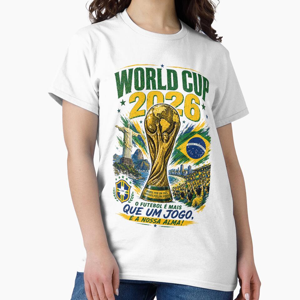 Brazil 2026 Football Trophy Vintage Poster by Arabic Ink Studio