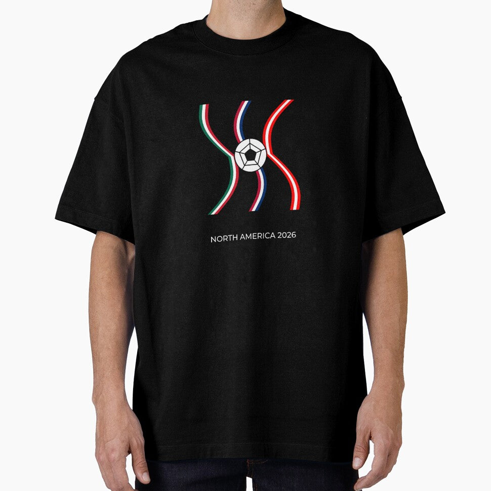 North America 2026 USA Canada Mexico World Cup Flag T-Shirt by Urban Edge Designs