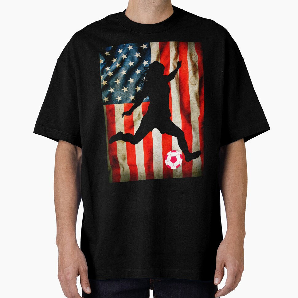 Female soccer and american flag by erozzz