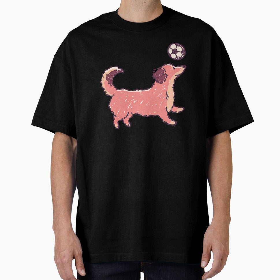 Soccer Football Dachshund, playful textured halftone illustration by Magnificent Lizard
