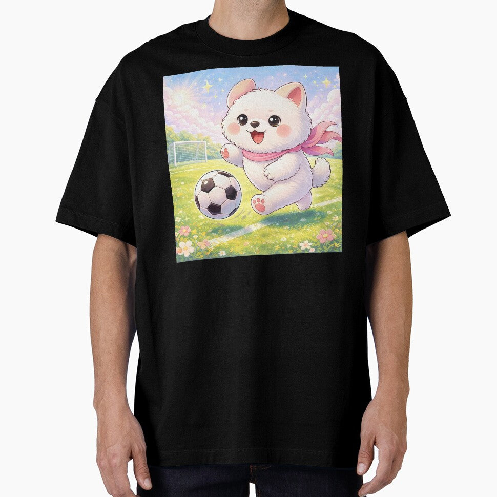 Cute Soccer Puppy Playing Football | Kawaii Dog Sports Cartoon Illustration by Furfolkz