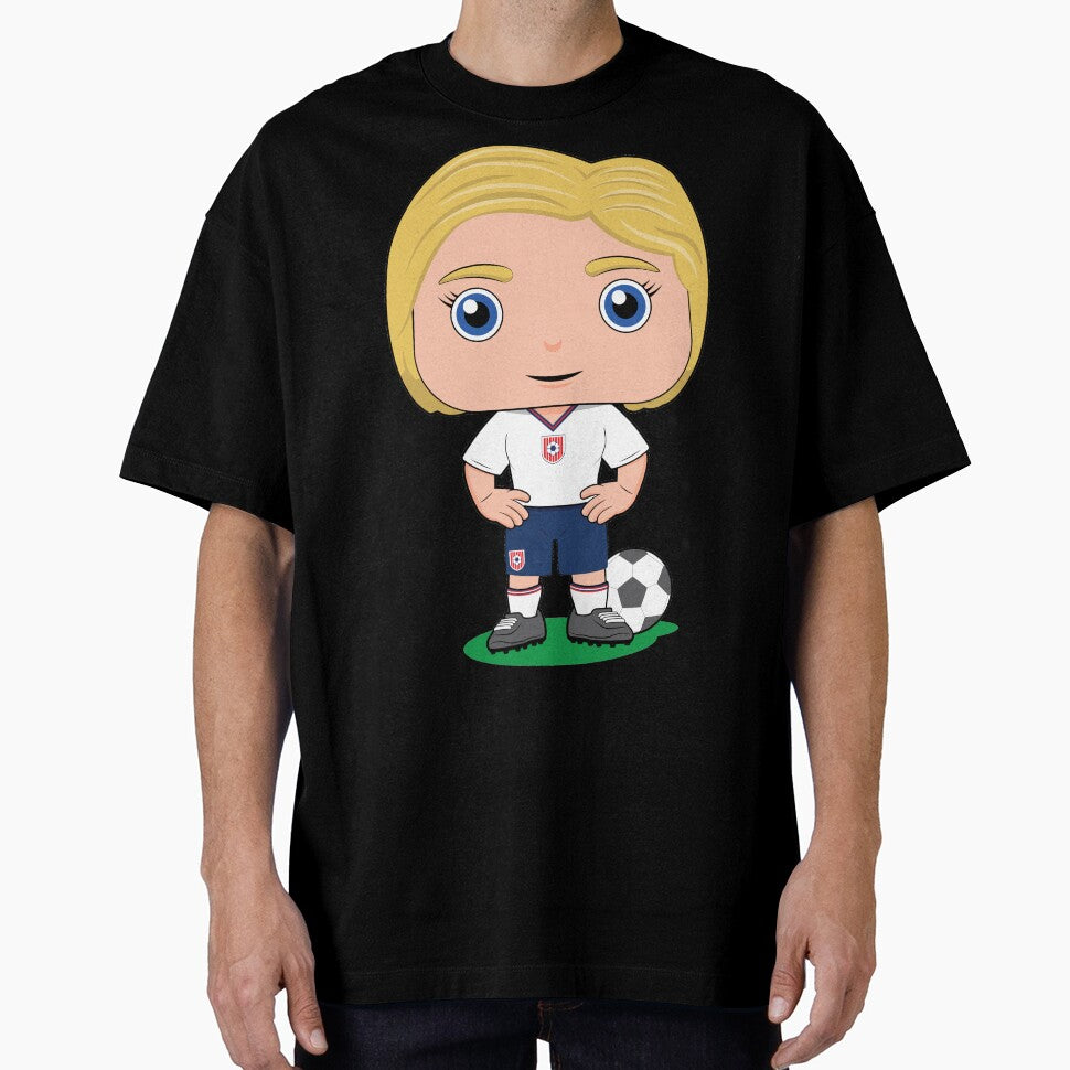 Cute soccer girl player illustration in Blue white kit by essjaydesigns