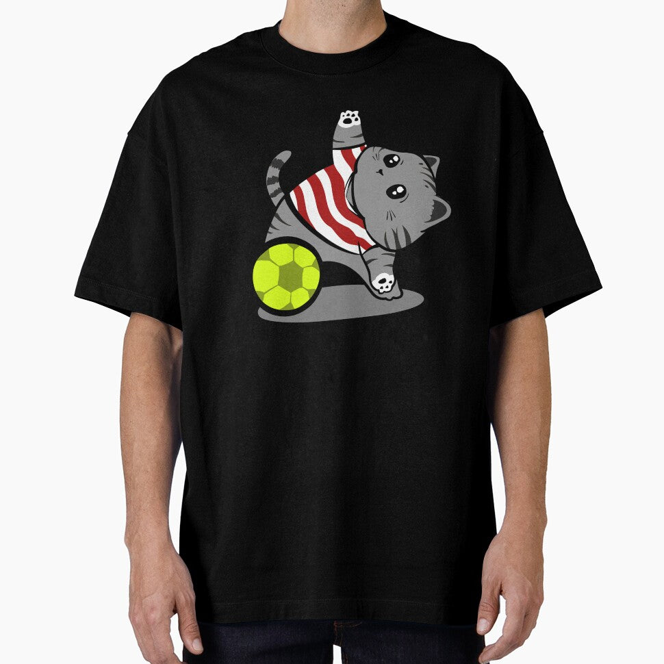 World Cup Cat – Cute grey Kitten Illustration with American costume football by arivirus