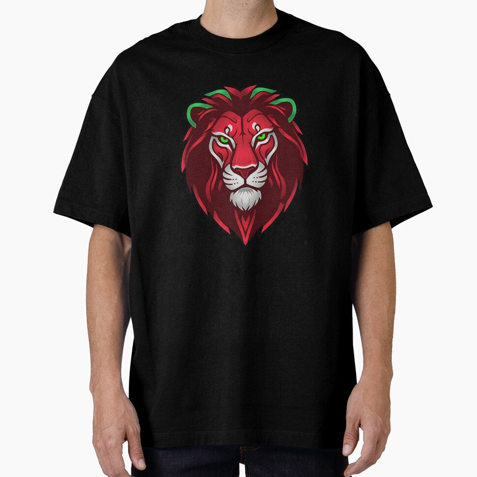 Minimalist Atlas Lion  | Moroccan Flag Colors Emblem | Dima Maghrib Sports Gear by ArtiseGraphics