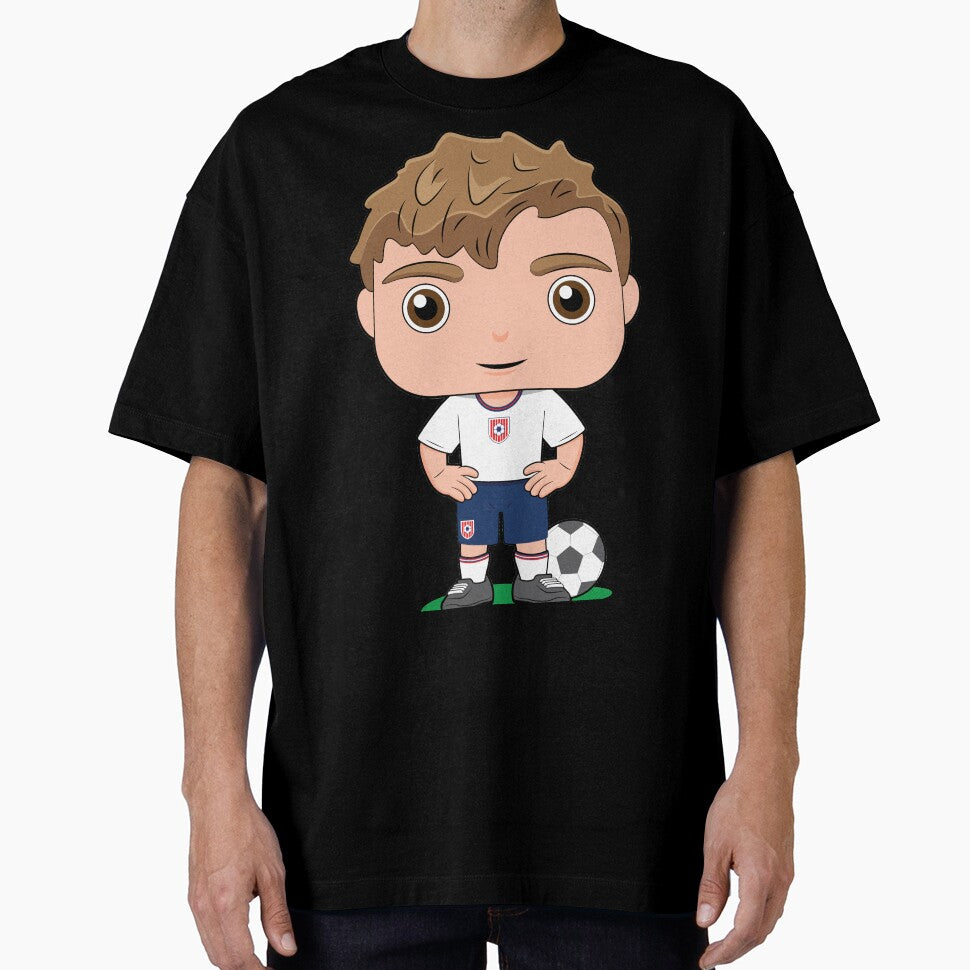 Cute soccer boy player design in blue white kit by essjaydesigns