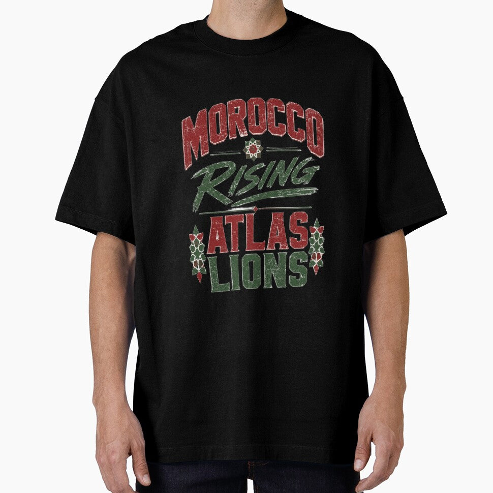Morocco Rising Atlas Lions Vintage Football T-Shirt by ArthUpscale