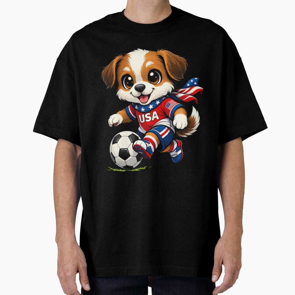 Cute Puppy Soccer Player USA Flag Dog Lover by Tsugraf Designs