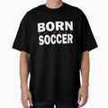 Born to Play Soccer Red and White Typographic Design by MimsTees