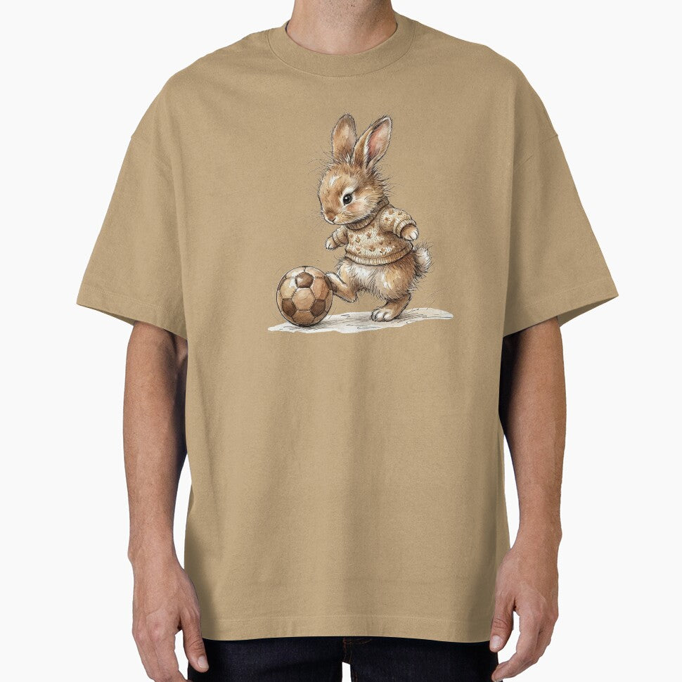 Cute Watercolor Bunny Rabbit Kicking Soccer Ball Art by BreezifyDesignStudio