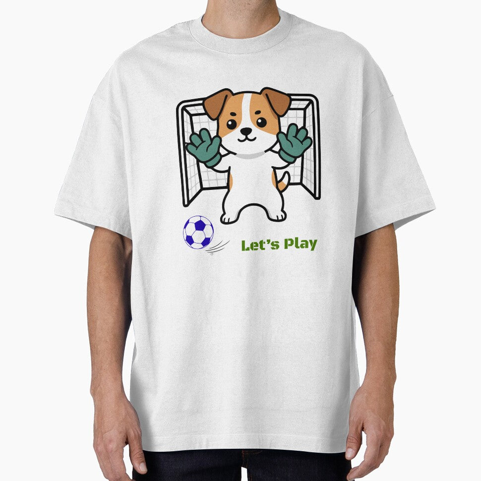 Cute Goalie Dog Let's Play Soccer Vector Art by EHdesignShop
