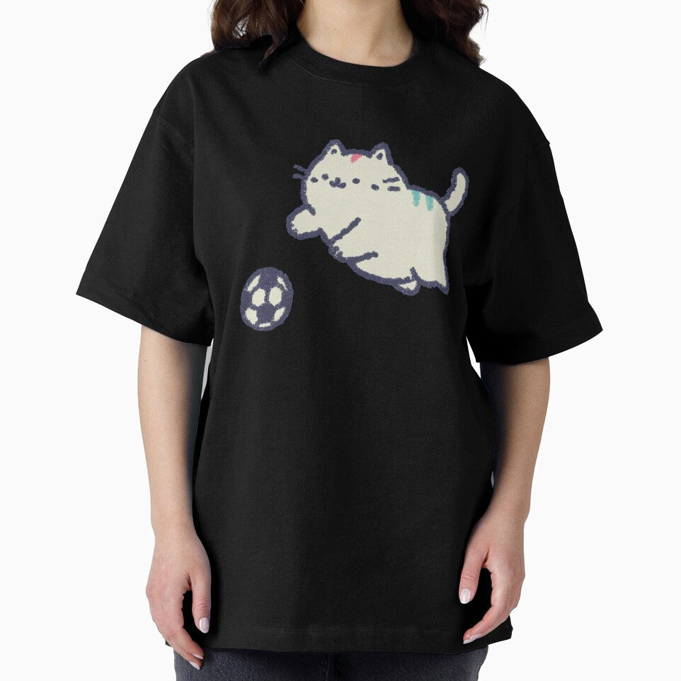 Soccer Football Cat, chubby crayon-style kawaii kitten by Magnificent Lizard